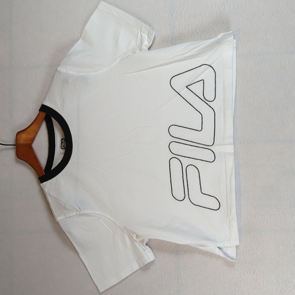 FILA White Crewneck Boxy Fit Athleisure Short Sleeve Shirt‎ L - Picture 1 of 6